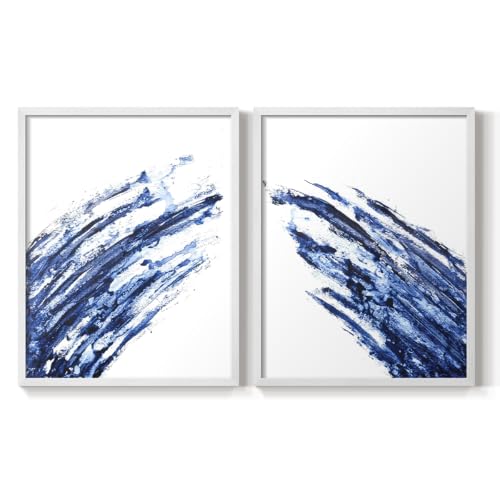 Renditions Gallery Set of 2 Peel & Stick Framed Prints, Watercolor Abstract Wal…