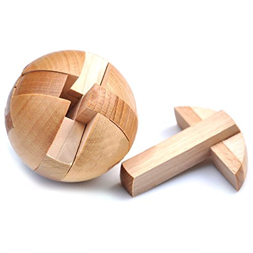 Ball Lock 3D Magic Puzzle Luxury Wooden Brain Puzzle-Unique Design-Brain Teaser Kids Adult Intellectual Toy Gift KongMing Lock Wood Block Cube Jigsaw Puzzle