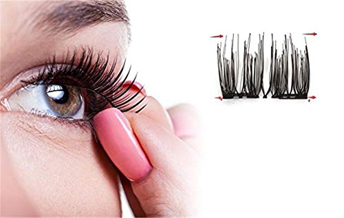 BONNIE CHOICE 8 Pcs One Two Lash Magnetic False Eyelashes 3 Magnets Eye Lashes with Applicator (2 Pairs + Applicator)