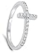 Sideways Cross White CZ Fashion Ring Sterling Silver Christian Band Size 6