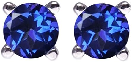 SheColour 1.2 Ct Round 6mm Natural Tanzanite Blue Topaz 925 Steerling Silver Stud Earrings