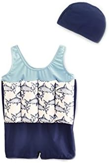 hefeilzmy Kids Boys Buoyancy Environmental Swimming Suit/Piece Swimsuit/Functional Swimwear with Swimming Cap and Swimming Arm Band for 3 Years Old ~ 6 Years Old Shark-M
