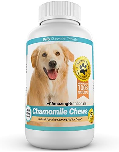 Amazing Chamomile Dog Calming Aid - Anxiety Relief for Dogs, Helps Calm Pet and Eliminate Stress, 120 Chews