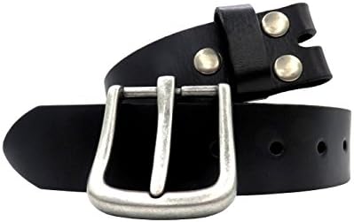 Men's Genuine Leather Belt 38mm(1-1/2") Cowhide Strap Snap on Belt Full Grain Vintage Finish with Removable Buckle Waist Belts for Jeans - Black