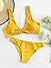 SweatyRocks Women's Sexy Bikini Swimsuit Soild Color Tie Knot Front High Waist Swimwear Set Yellow M