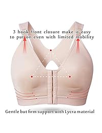 SHAPERX Women‘s Post-Surgery Front Closure Brassiere Sports Bra