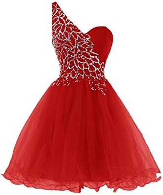 Sweety Bridal Lovely Prom Dress One Shoulder Short Homecoming Dress Red US2