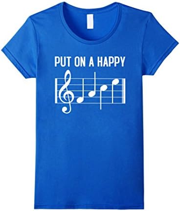 Women's Put On a Happy Face Musical Notes Funny T-Shirt Medium Royal Blue