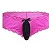 FEESHOW Men's Lace Bikini Briefs Sissy Pouch Underwear Hipster Crossdress Panties Rose X-Large (Waistline 32.0-38.0