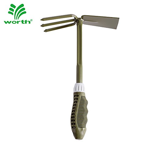 image for Worth Garden Powder Coating Carbon Steel Hand Digger & Hoe Combo Tool 