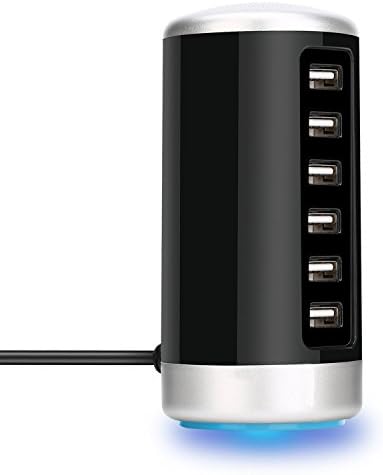 USB Charger, 6 Port USB Wall Charger - USB Charging Stations with Smart Identification for Android Apple iPhone 7 Plus iPad Pro/Air 2 LG G5 and More (Black)