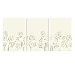 3 Panel Canvas Wall Art - Hand Drawing Style Dandelions - Giclee Print Gallery Wrap Modern Home Art Ready to Hang - 16"x24" x 3 Panels
