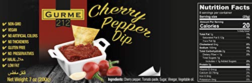 Gurme212 Cherry Pepper Dip Spread or Sauce, Non-GMO, No Additives 7 oz (2-pack)