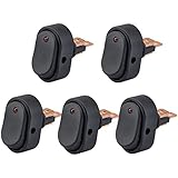 AutoEC 30 Amp 12 Volt Red LED ON-OFF Rocker Switch Toggle Triangle Plug Switch For Car Motorcycle Boat Marine 5-pack