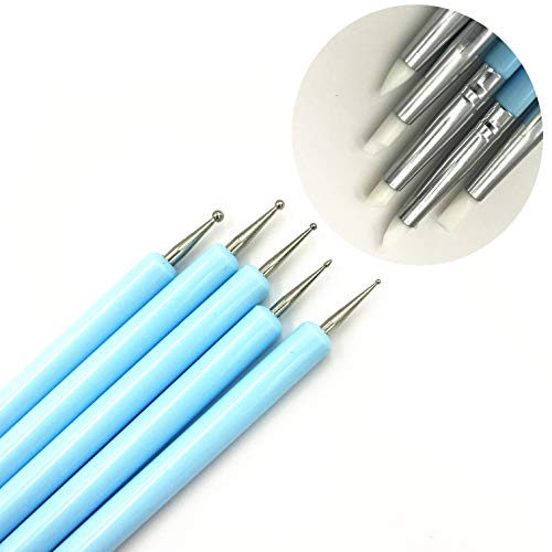 Clay Sculpting Tools Set 14 Pcs,Sageme 10 Pcs Modeling Clay Rubber Brushes Silicone Sculpting and 4 Pcs Polymer Clay Balls Tools Double Ended Dotting Tool Kit (14 Pcs Kit) - Thumbnail 3