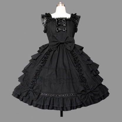 Amazon アイドルロリータワンピース ゴスロリ服 ロリィタドレス ブラック 吊りスカート コスプレ衣装 コスチューム衣装 ハローウィン クリスマス 忘年会 可愛い メイド服 セミオーダー コスプレ 仮装 通販