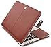 MOSISO Compatible with MacBook Pro 15 inch Retina (A1398, Version 2015/2014/2013/end 2012), PU Leather Portfolio Protective Stand Cover Sleeve, Brown