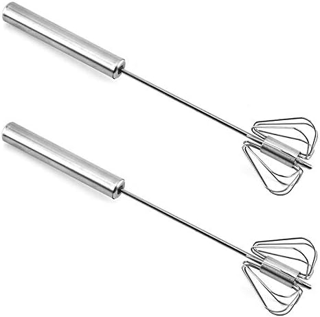 MAXGOODS 2 Pieces Egg Whisk, Stainless Steel Hand Push Blender for Home - Versatile Tool for Milk Frother, Hand Push Mixer Stirrer - Kitchen Utensil for Blending, Whisking, Beating & Stirring