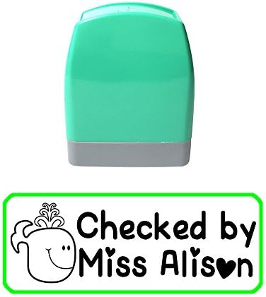 Teacher Stamp 1.3" Rectangle Customized Holiday Gift Whale Cetacean Fish Sea World Checked By Self Inking Return Rubber Stamps School Supplier Stationary Office Supply