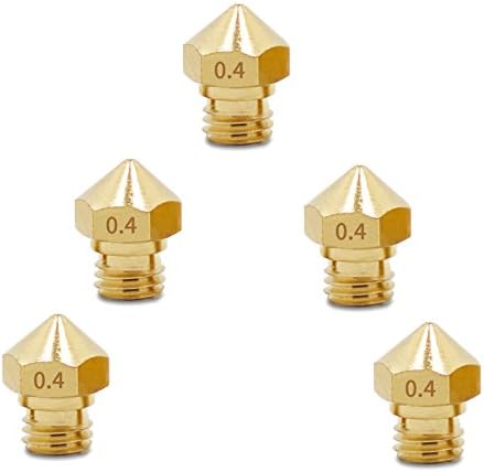 BALITENSEN Brass MK10 Extruder Nozzle 0.4mm M7 Thread for Flashforge CTC Dremel Wanhao 3D Printer 1.75mm Filament ABS PLA(Pack of 5)