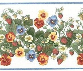 Amazon ストロベリーフラワーつるとパンジー壁紙ボーダー トリムボーダー