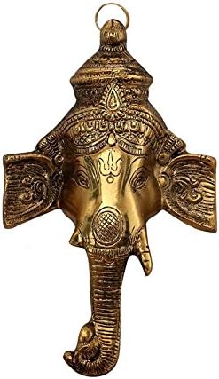 Rci Handicrafts White Metal Gold Plated Full Trunk Ganesh Head Main Door Hangings for Home Decor and Gift Purpose