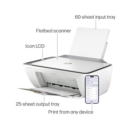 HP DeskJet 2855e Wireless All-in-One Color Inkjet Printer, Scanner, Copier, Best-for-home, 3 month Instant Ink trial included, AI-enabled (588S5A)