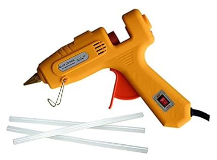 GLUN 60W 100W 60/100Watt Dual Wattage Hot Melt Glue Gun With Glue Sticks (Yellow Glue Gun With 3 Glue Sticks)