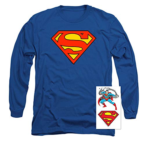 Classic Superman Classic Logo Long Sleeve T Shirt & Stickers