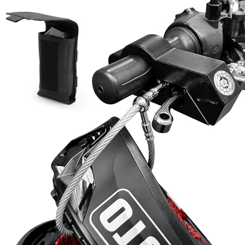 Motorcycle Lock Helmet Lock Upgraded- Motorcycle Locks Anti Theft for Helmet & Handlebar Key Lock, Motorcycle Helmet Lock Grip Brake Lock for Moped Scooter Lock Heavy Duty Black