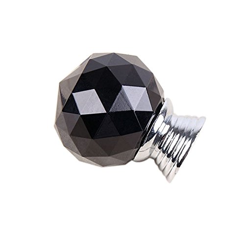 Mosong 10pcs 30mm Glass Clear Cabinet Knob Drawer Pull Handle Kitchen Door Wardrobe Hardware Used for Cabinet, Drawer, Chest, Bin, Dresser, Cupboard, Etc (Black/Jet)