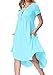 levaca Womens Summer Solid O Neck Loose Swing Casual T Shirt Dress Sky Blue M