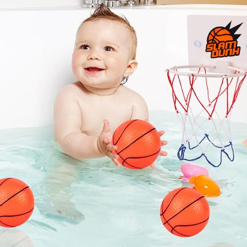 Shindel 4PCS Bathtub Basketball Hoop, Bath Toys Shower Toys for Kids Suction Cup Basketball Hoop Mini Basketball for Toddlers Gift