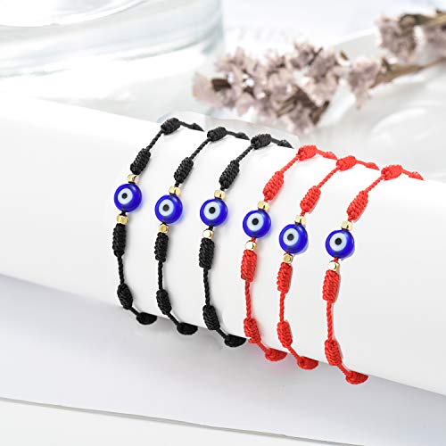 2-Pack Evil Eye Bracelets - Black String Adjustable Protection Bracelets For Women & Men, Couples Gift, Nylon Cord With Turkish Glass Bead