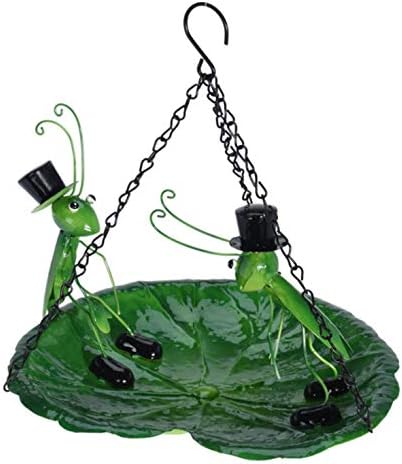 EXCELLENT HOUSEWARES Leaf Shape Animal Design Garden Hanging Metal Bird Seed Feeder Bath (Cricket)