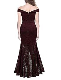 Vestido largo de encaje con diseño floral y hombros descubiertos, para cóctel, graduación, boda, fiesta