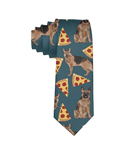 MrDecor Men's Gift Fashion Ties Neck Tie Skinny Ties - German Shepherd Pizza