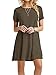 MOLERANI Women's Casual Plain Short Sleeve Simple T-Shirt Loose Dress Olive Brown M