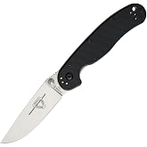 Ontario Knife Company Rat 2, Satin D2 Tool Steel Drop-Point Blade Folding Pocket Knife, Black Handle Liner Lock Knife, Everyday Carry Knife &ndash; ON8828