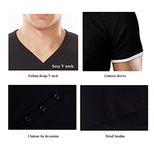 3 KUYIGO+Henleys+T+Shirts+Buttons+Placket