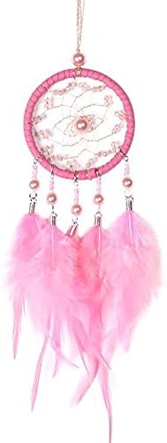 YOUOR Handmade Mini Dream Catchers Hanging Feathers Ornament Wall Room Car Decoration (Pink)