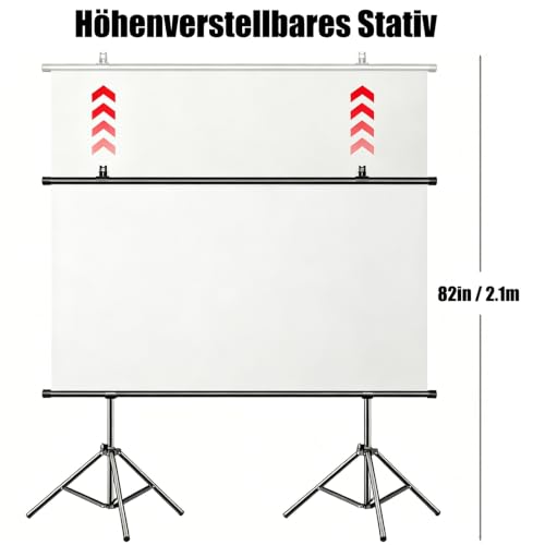 Projektor-Leinwand mit Ständer, 120"(266 x 148 cm) 16:9 4K HD Faltbare Waschbare Beamer Leinwand mit Stativ, 2-in-1 Wandmontage & freistehende Outdoor-Filmleinwand für Heimkino, Hinterhof, Camping