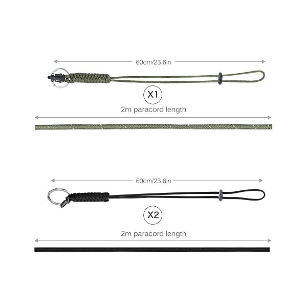 EOTW-Military-Grade-Utility-Necklace-Paracord-Lanyard-Keychain-Whistles-Cord-Wrist-Strap-Parachute-Rope-Badge-Camera-Cellphone-Waterproof-Case-Holder-with-Metal-Hook-For-Outdoor-3-Pack-BlackOlive