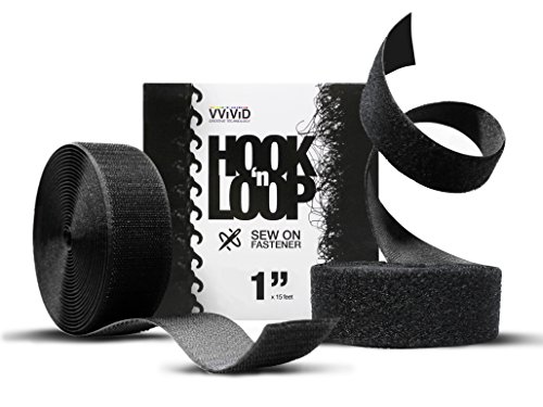Hook 'n Loop Industrial Strength Black Sew-On Cloth Backed Roll (1" x 15ft Black)