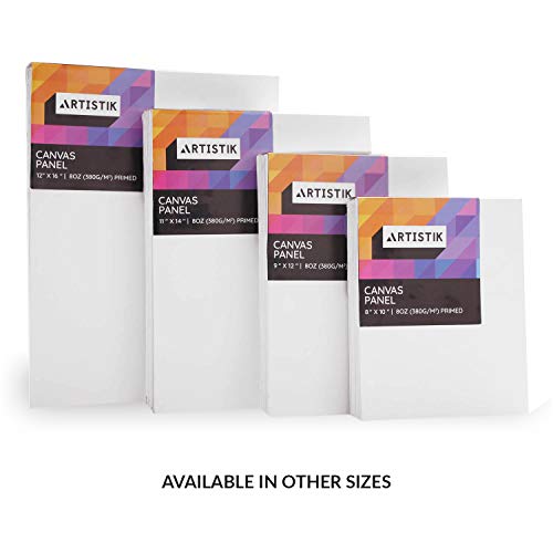 Artistik Canvas Panels - Artist Canvas Panel Boards for Painting Quality Acid Free Blank Flat Canvases Paint Boards Quality Art Paint Supply (12 x 9-12 Pack)