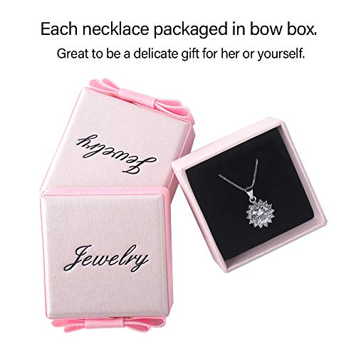 DOMEI Sterling Silver Pendant Necklaces for Women Girls, Jewelry for Mom Girlfriend Wife Friends with Sparkling Round Cubic Zirconia (The Sun)