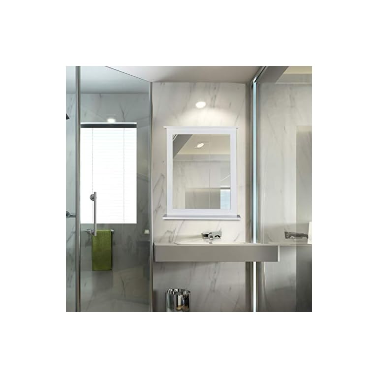 Relaxdays Wandspiegel Bambus, Ablage, Spiegel rechteckig, Wohnzimmer