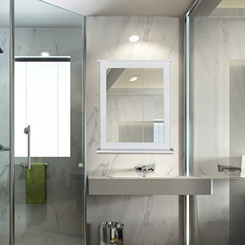 Relaxdays Wandspiegel Bambus, Ablage, Spiegel rechteckig, Wohnzimmer