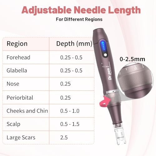 Dr. Pen 2025 A10 Professional Dermapen, Wireless with 25 Cartridges, 5 Levels and LED Display Microneedling Pen for Hair Growth, Facial, Body and Skin Care