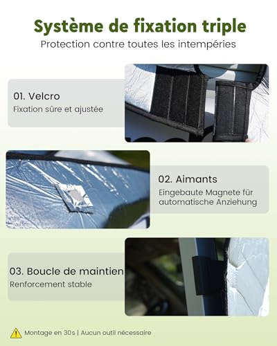 FoundGo Housse Pare‑Brise Camping‑Car, Bâche Cabine Isolée Thermiquement avec Fermetures Éclair Aluminium & Poche, Protection Thermique pour Fiat Ducato, Peugeot Boxer et Citroën Relay